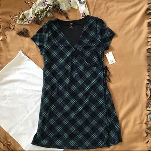 Knit Faux Wrap Mesh Mini Dress Size M